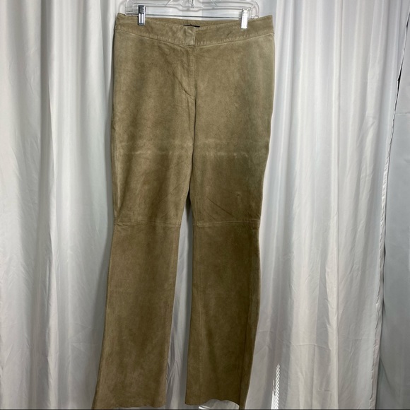 100% Suede Leather Tan Khaki Fall Winter Pants Womens Size 12 Large - Picture 10 of 10